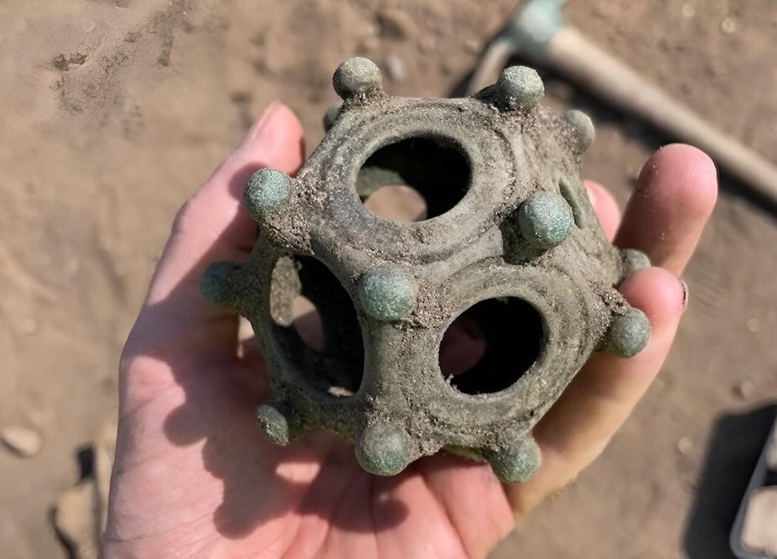 The newly discovered dodecahedron photographed during the dig. Credit: Norton Disney Archaeology Group