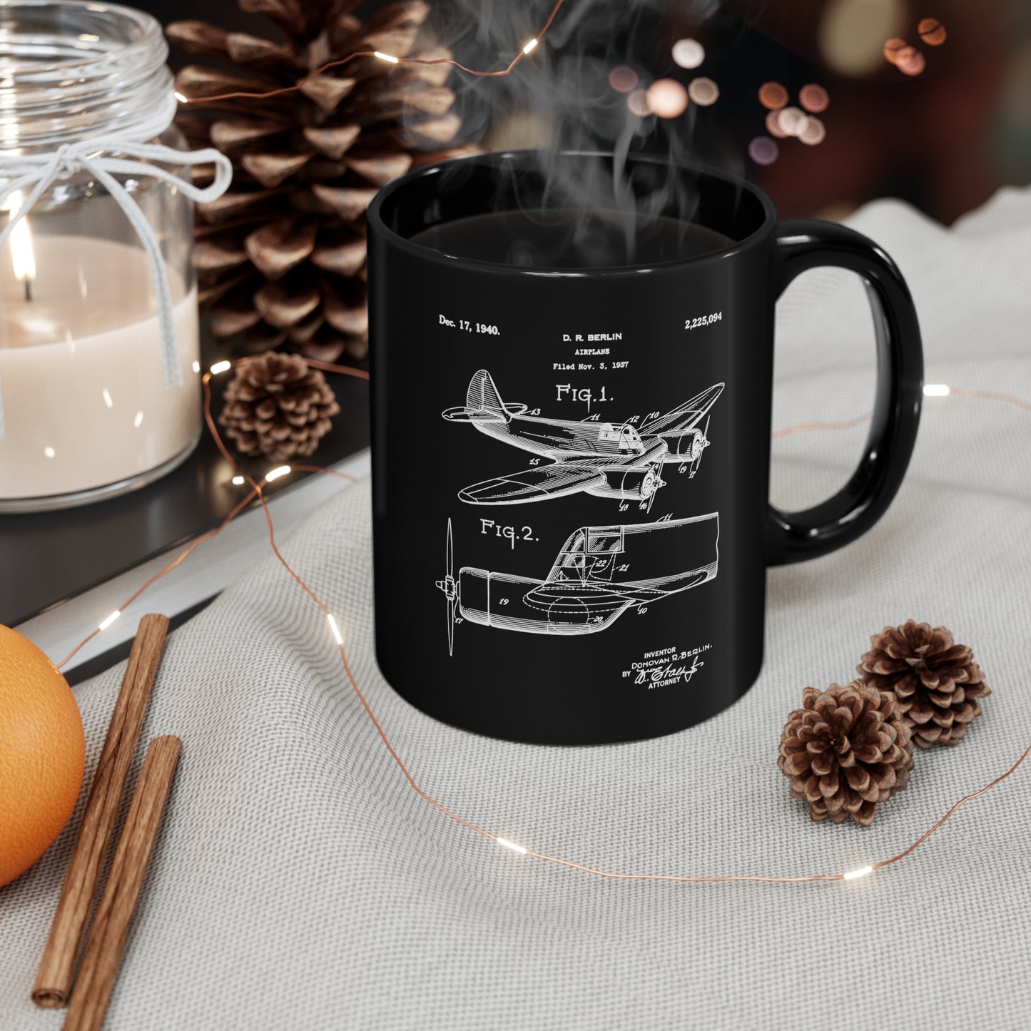 WWII Blueprint Patent Aviation History Airplane Ceramic Coffee Mug