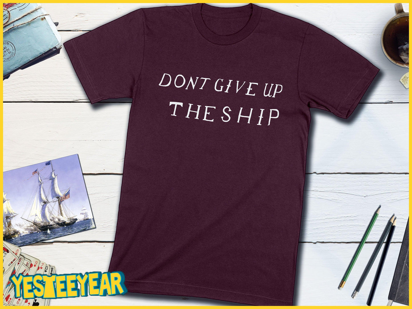 Don't Give Up The Ship Commodore Perry Battle Flag War of 1812-Unisex T-shirt-Yesteeyear
