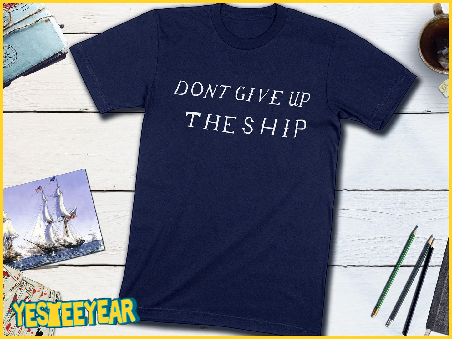 Don't Give Up The Ship Commodore Perry Battle Flag War of 1812-Unisex T-shirt-Yesteeyear