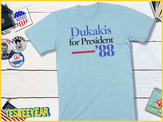 Dukakis for President 1988 T-Shirt – Vintage Democrat Campaign Art