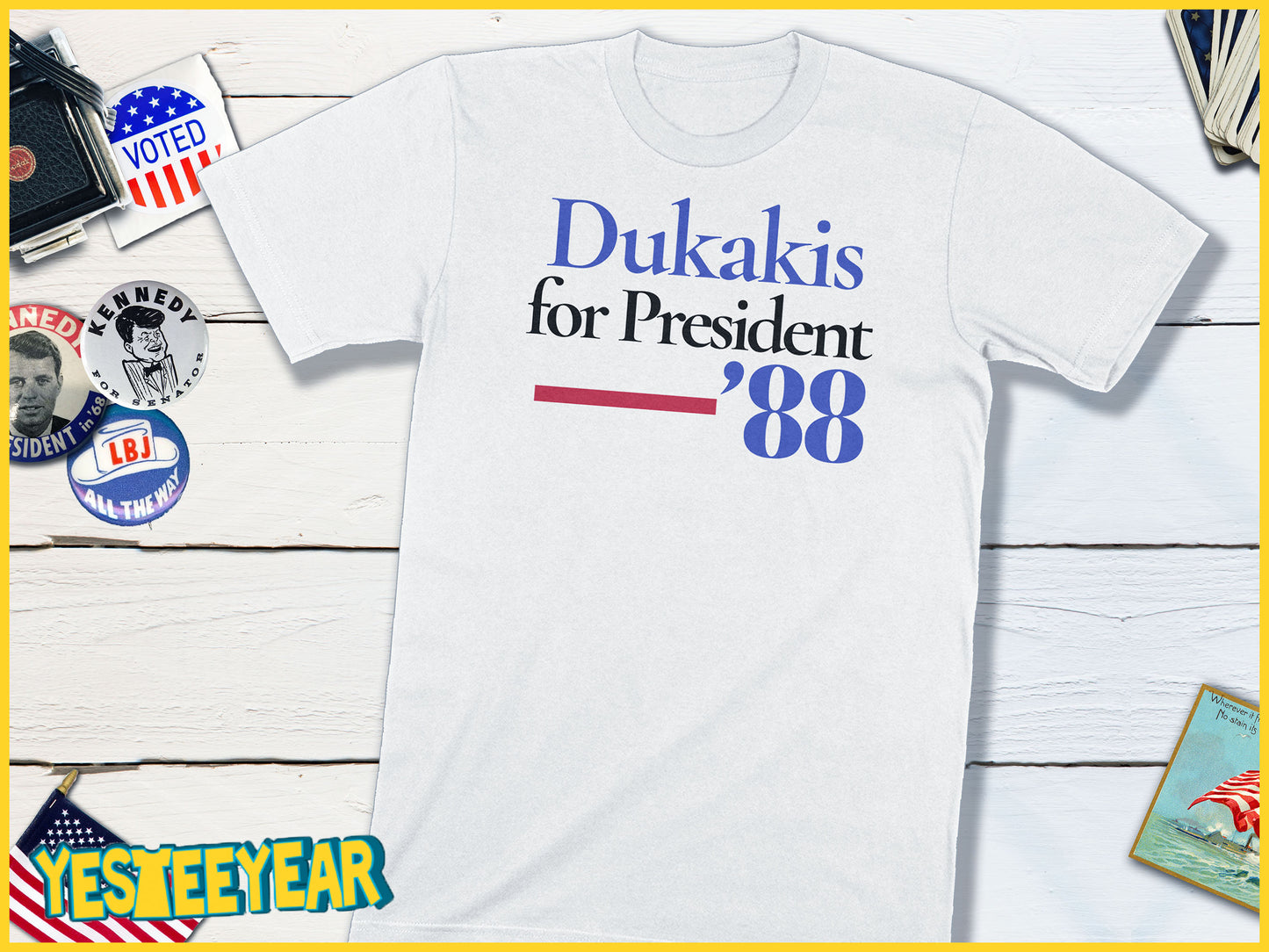 Dukakis For President in 88 Democrat Political Campaign Button