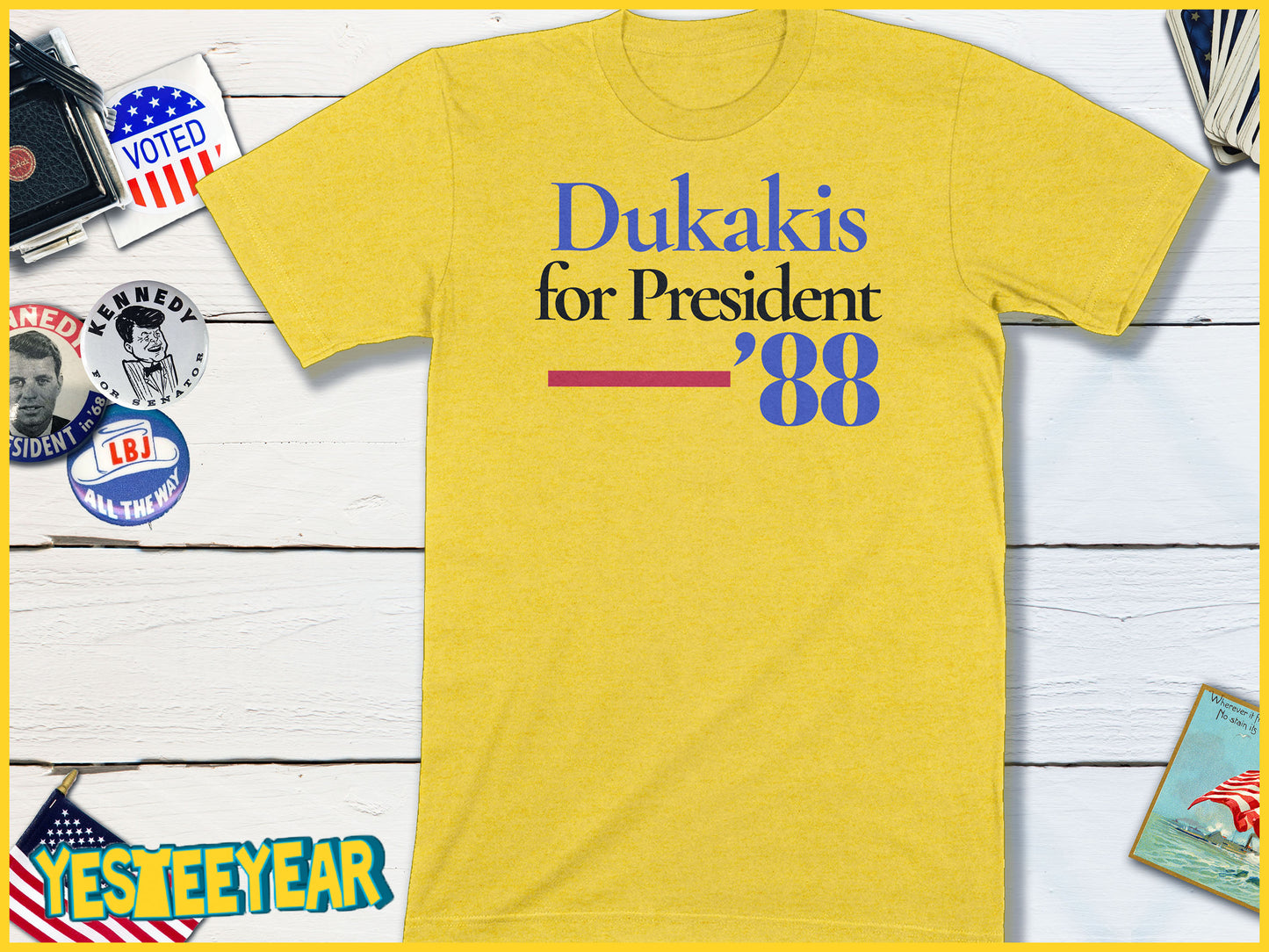 Dukakis for President 1988 T-Shirt – Vintage Democrat Campaign Art