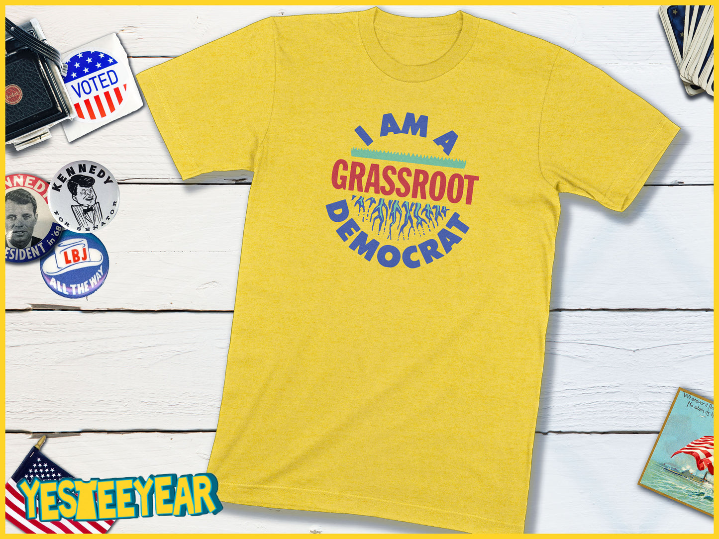 I Am A Grassroots Democrat Vintage Political Campaign Button