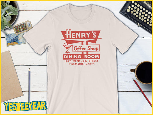 Henry's Coffee Shop - Fillmore California Vintage Matchbook-Unisex T-shirt-Yesteeyear