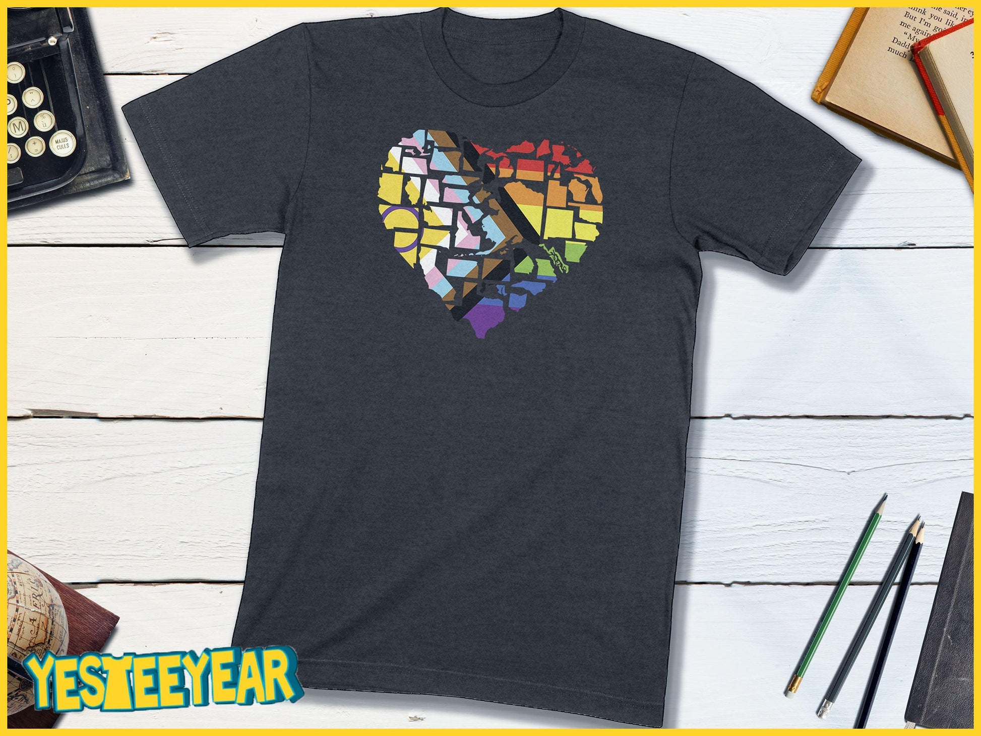 Intersex-Inclusive Progress Pride Flag 2SLGBTQ+ Pride in All 50 States-Unisex T-shirt-Yesteeyear