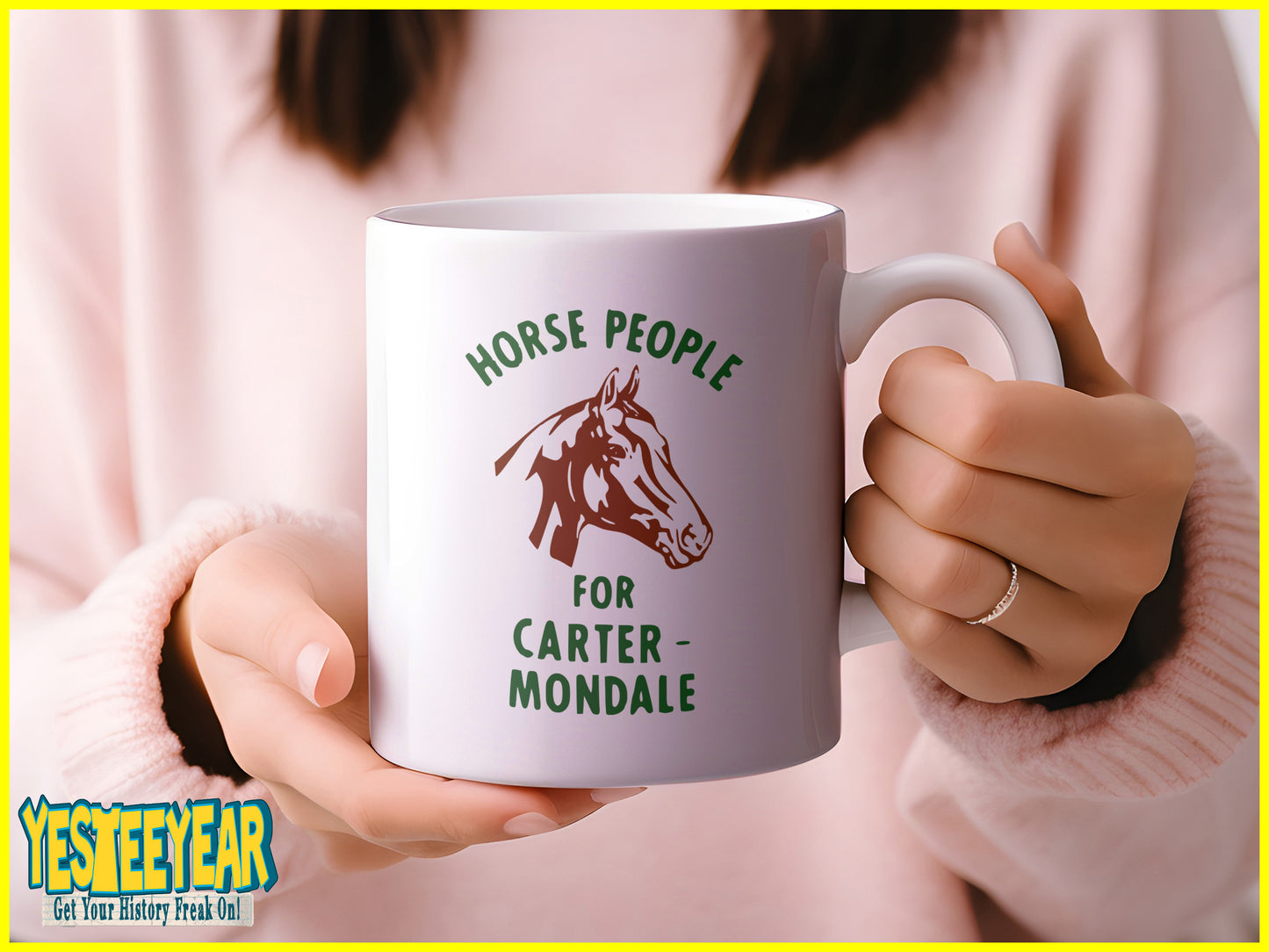 Retro Campaign Button Horse People For Carter & Mondale Ceramic Coffee Mug