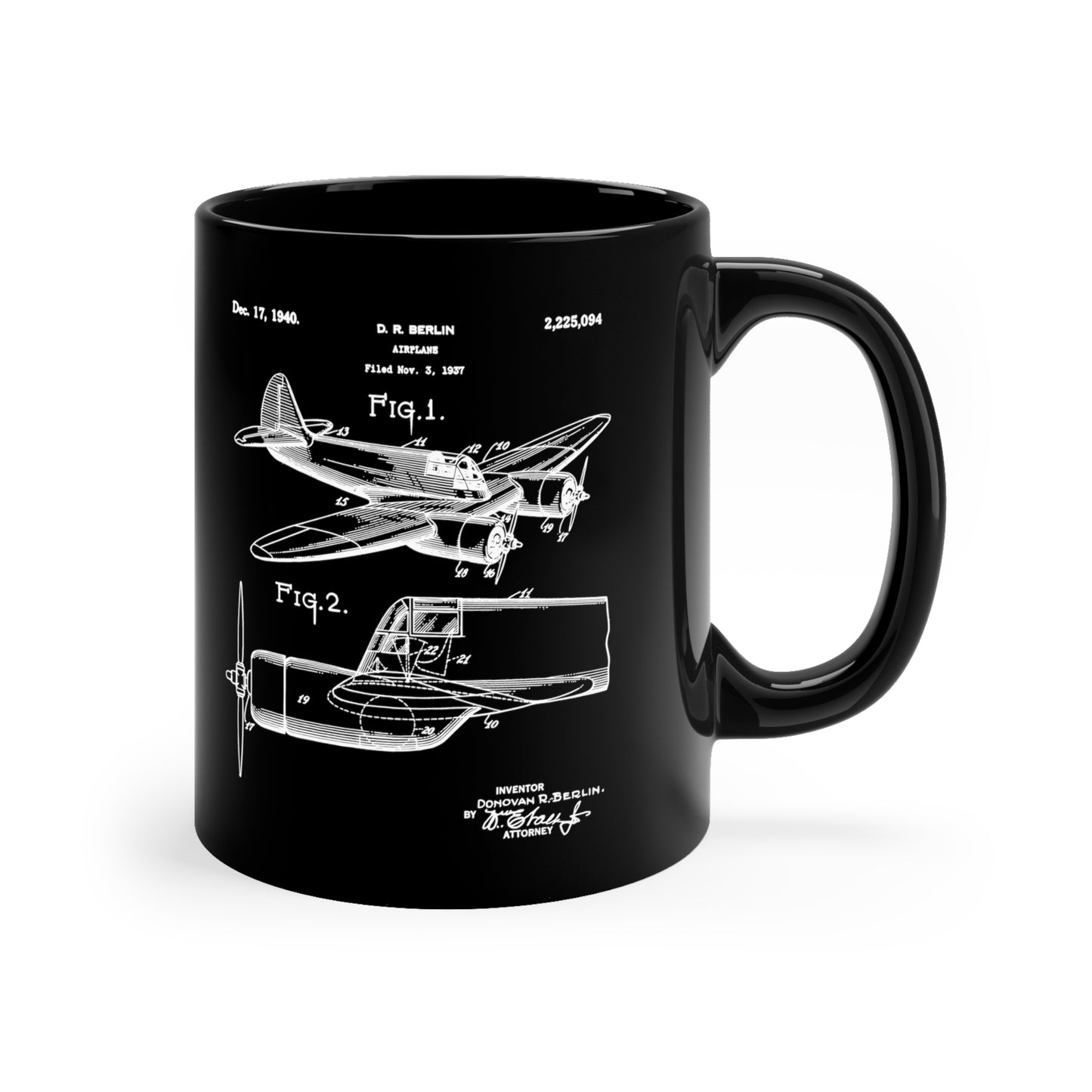 WWII Blueprint Patent Aviation History Airplane Ceramic Coffee Mug