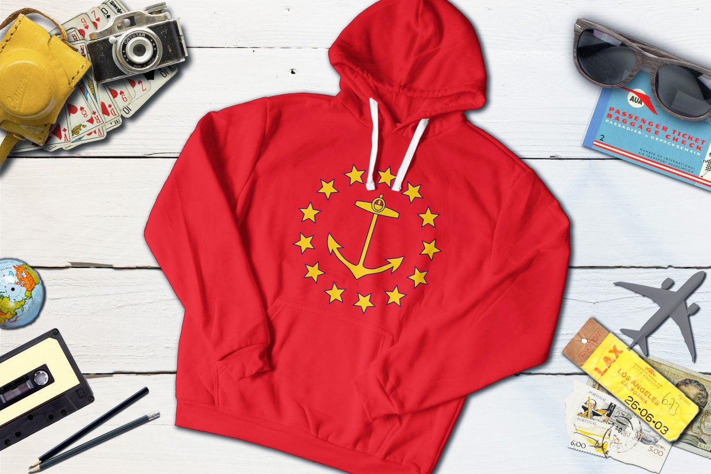 1882 Rhode Island State Flag-Hooded Sweatshirt-Yesteeyear