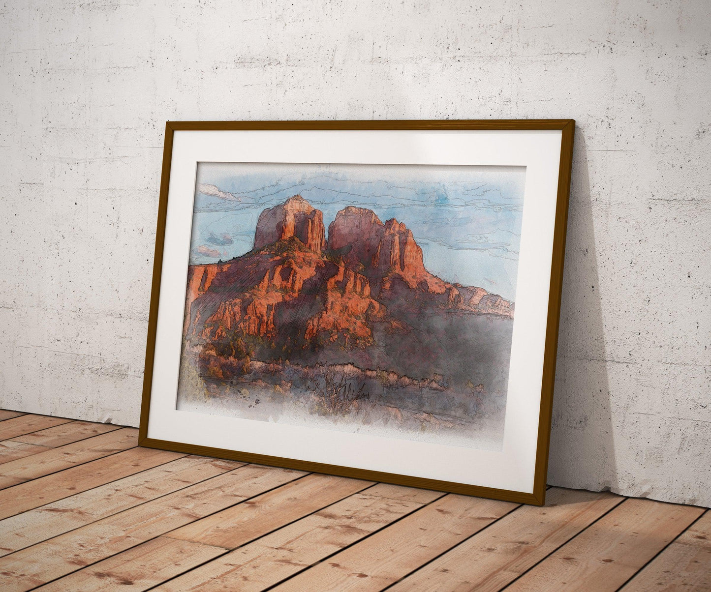 Cathedral Rock Arizona Watercolor Poster-Poster-Yesteeyear