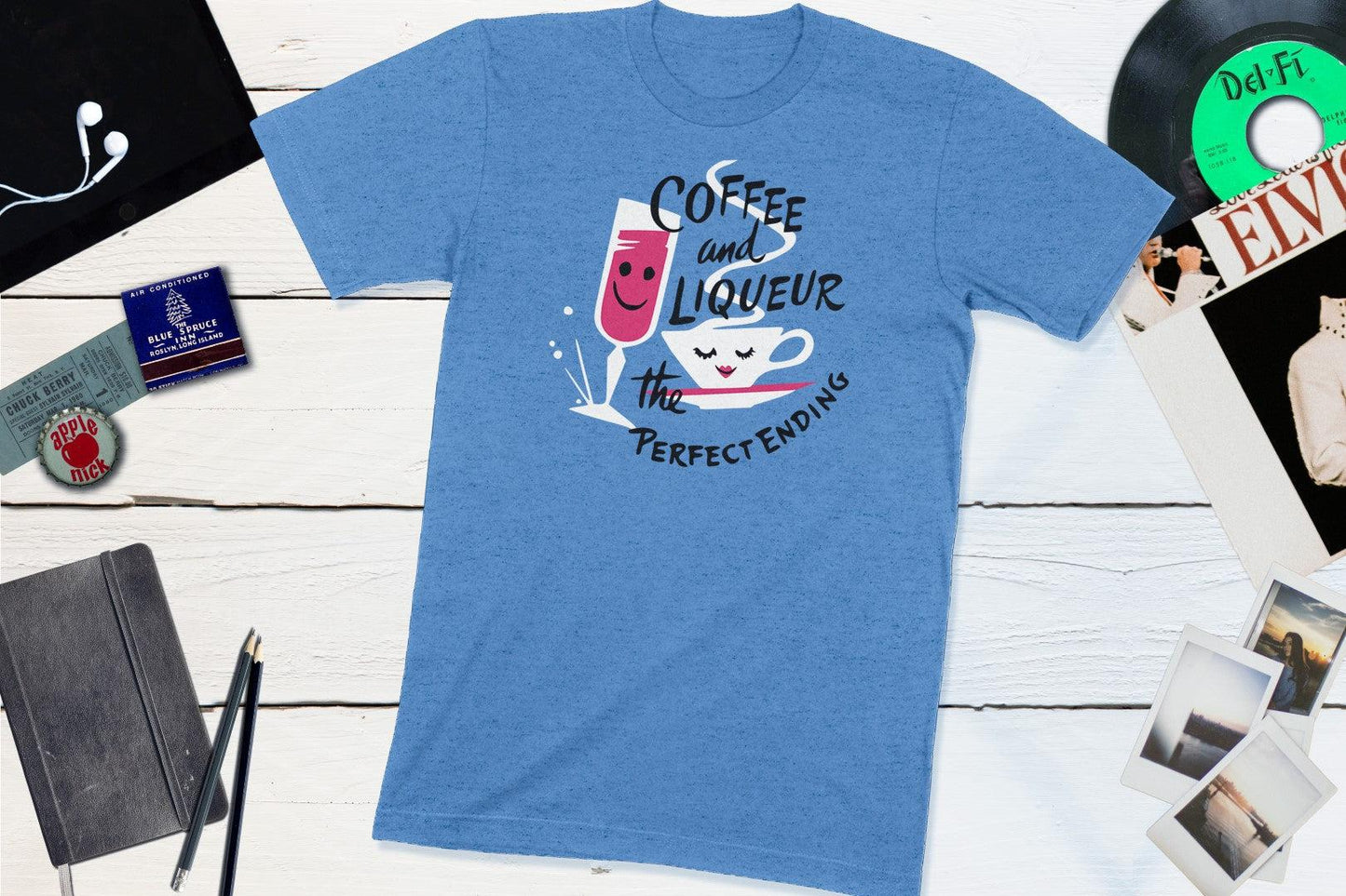 Coffee And Liqueur - The Perfect Ending Vintage Happy Hour Button Shirt-Unisex T-shirt-Yesteeyear