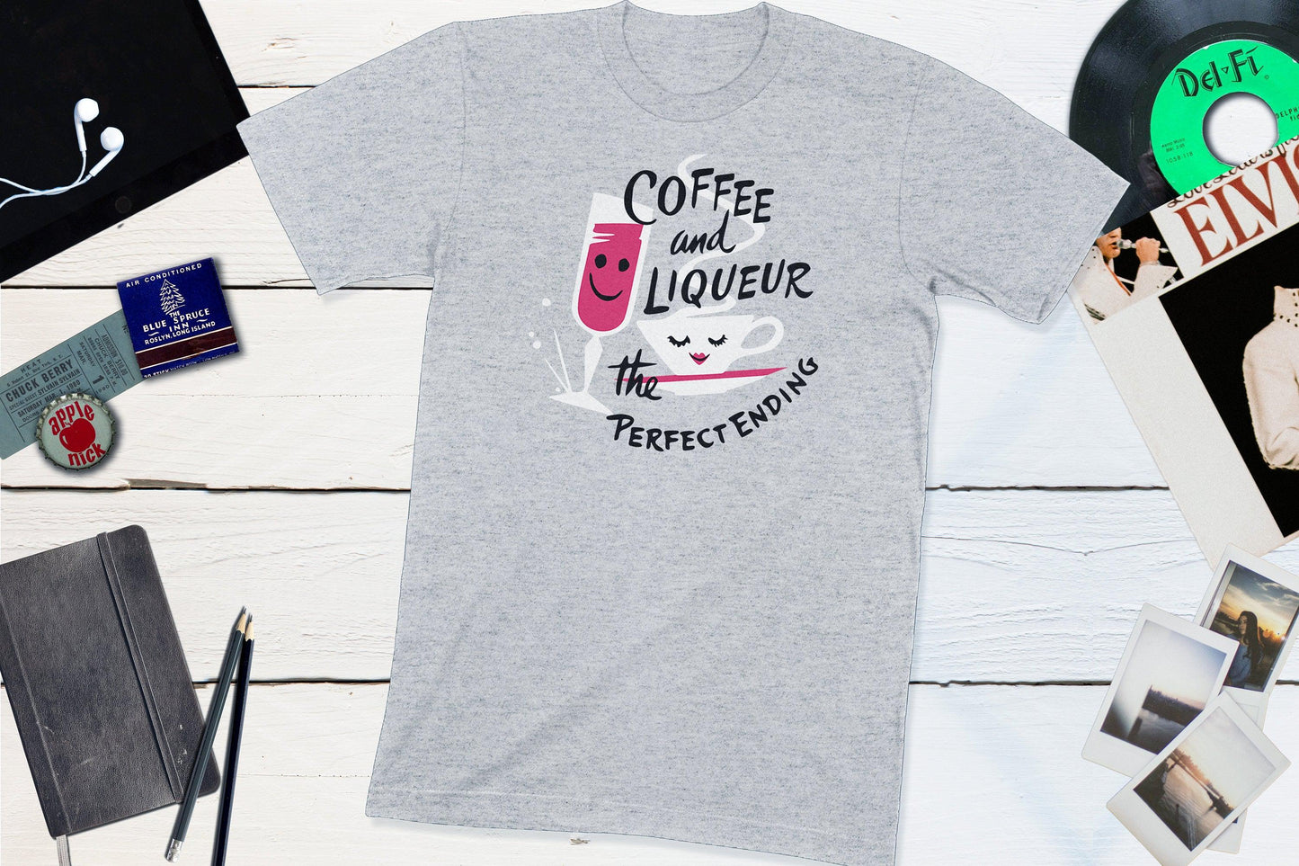 Coffee And Liqueur - The Perfect Ending Vintage Happy Hour Button Shirt-Unisex T-shirt-Yesteeyear