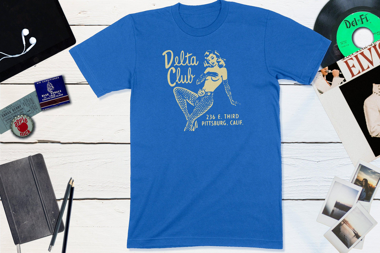 Delta Club Cocktail Lounge Pittsburg California Vintage Matchbook-Unisex T-shirt-Yesteeyear