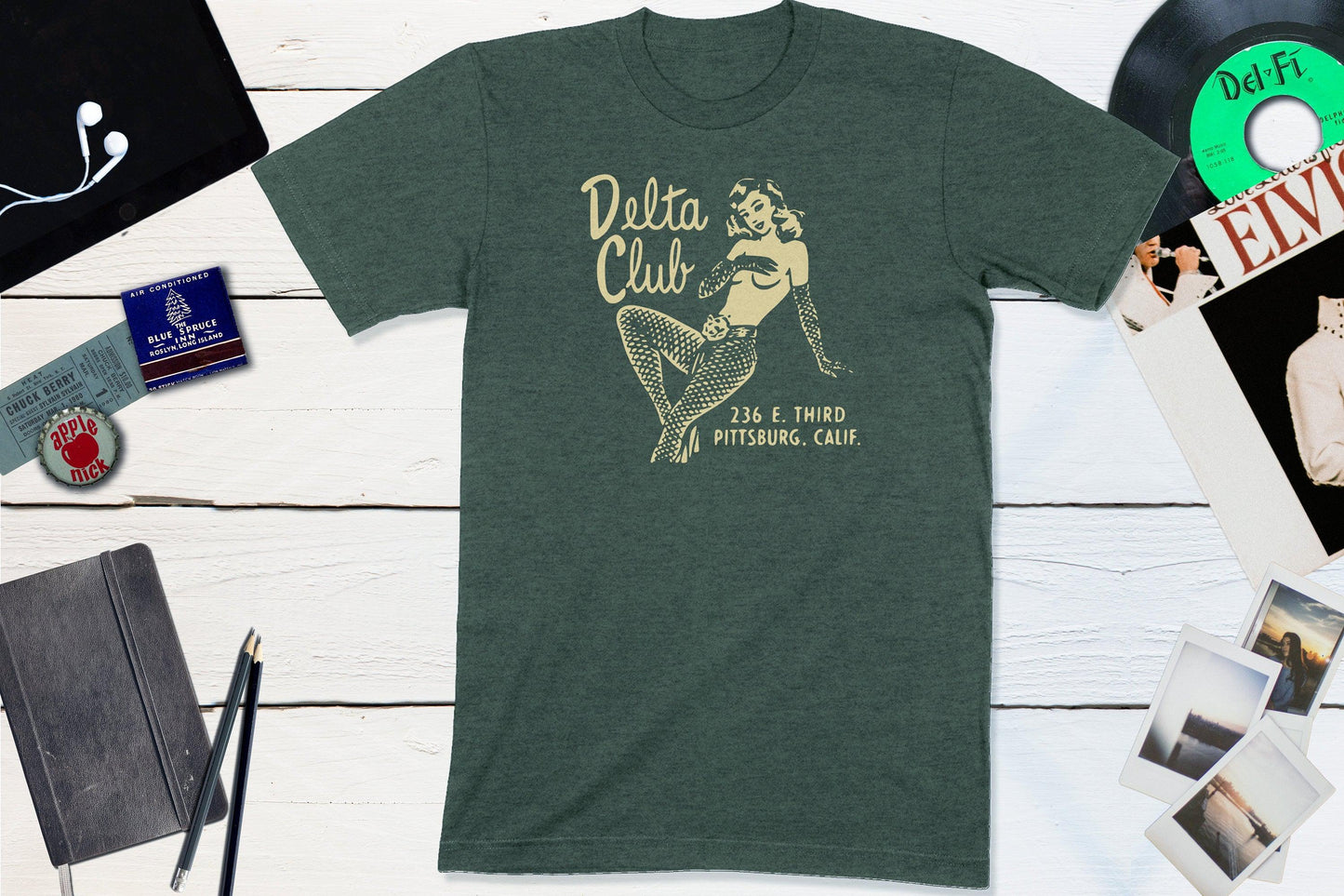 Delta Club Cocktail Lounge Pittsburg California Vintage Matchbook-Unisex T-shirt-Yesteeyear