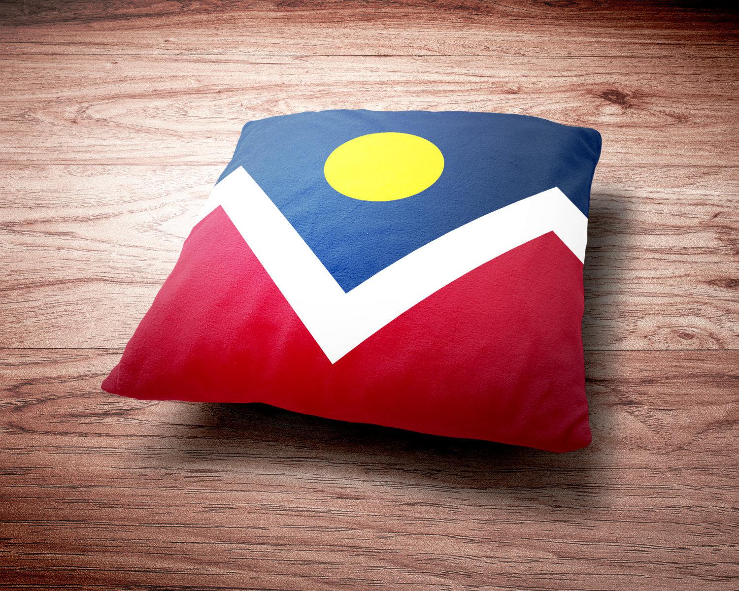 Denver Colorado Flag Throw Pillow-Throw Pillow-Yesteeyear