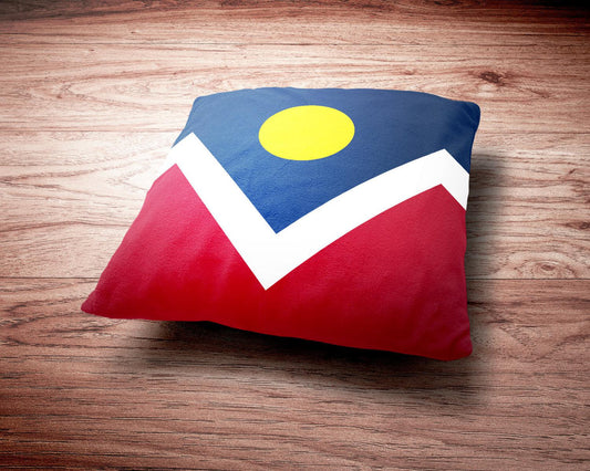 Denver Colorado Flag Throw Pillow-Throw Pillow-Yesteeyear