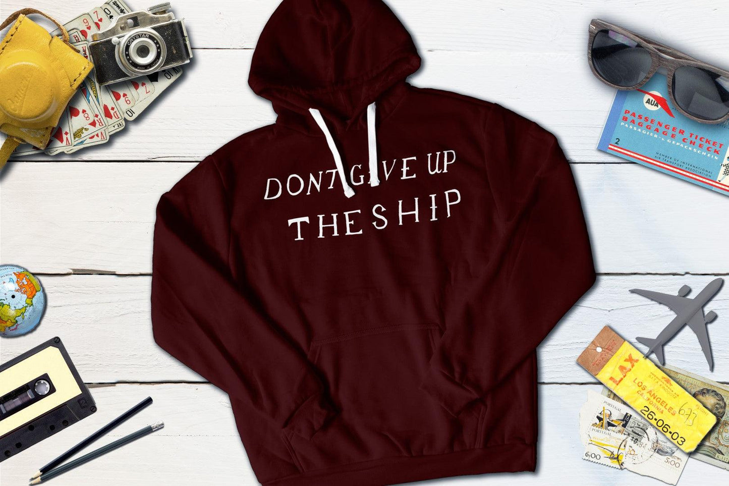 Don't Give Up The Ship Commodore Perry Battle Flag War of 1812-Hooded Sweatshirt-Yesteeyear