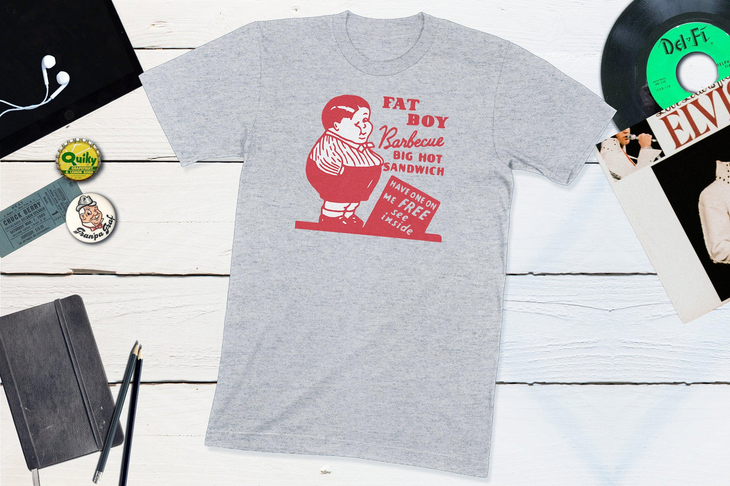 Fat Boy Barbecue San Francisco California Vintage Matchbook-Unisex T-shirt-Yesteeyear