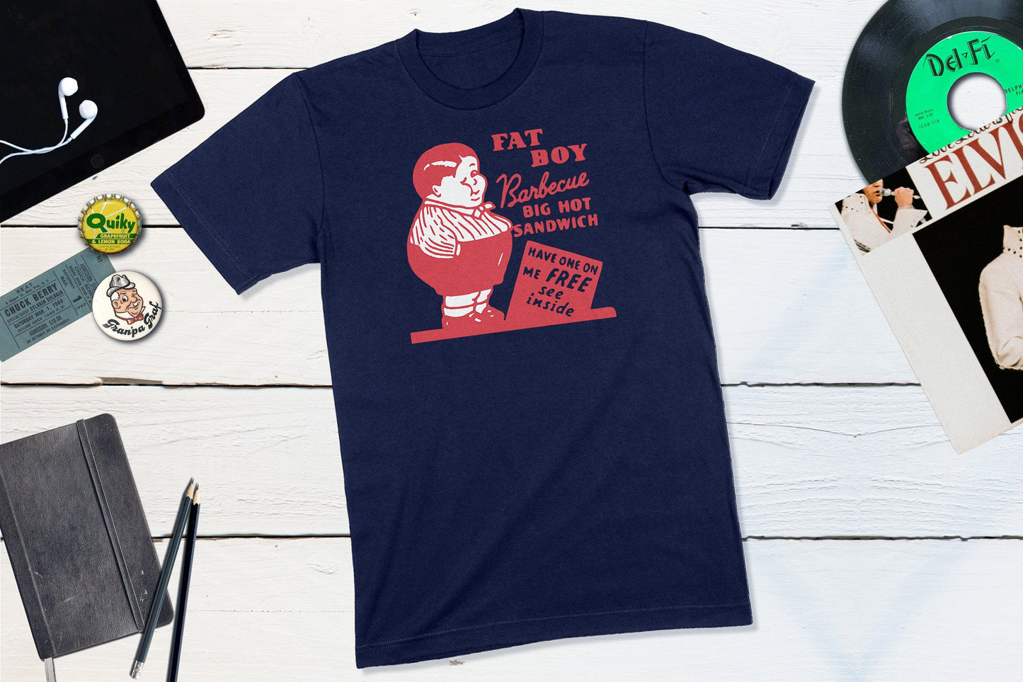 Fat Boy Barbecue San Francisco California Vintage Matchbook-Unisex T-shirt-Yesteeyear