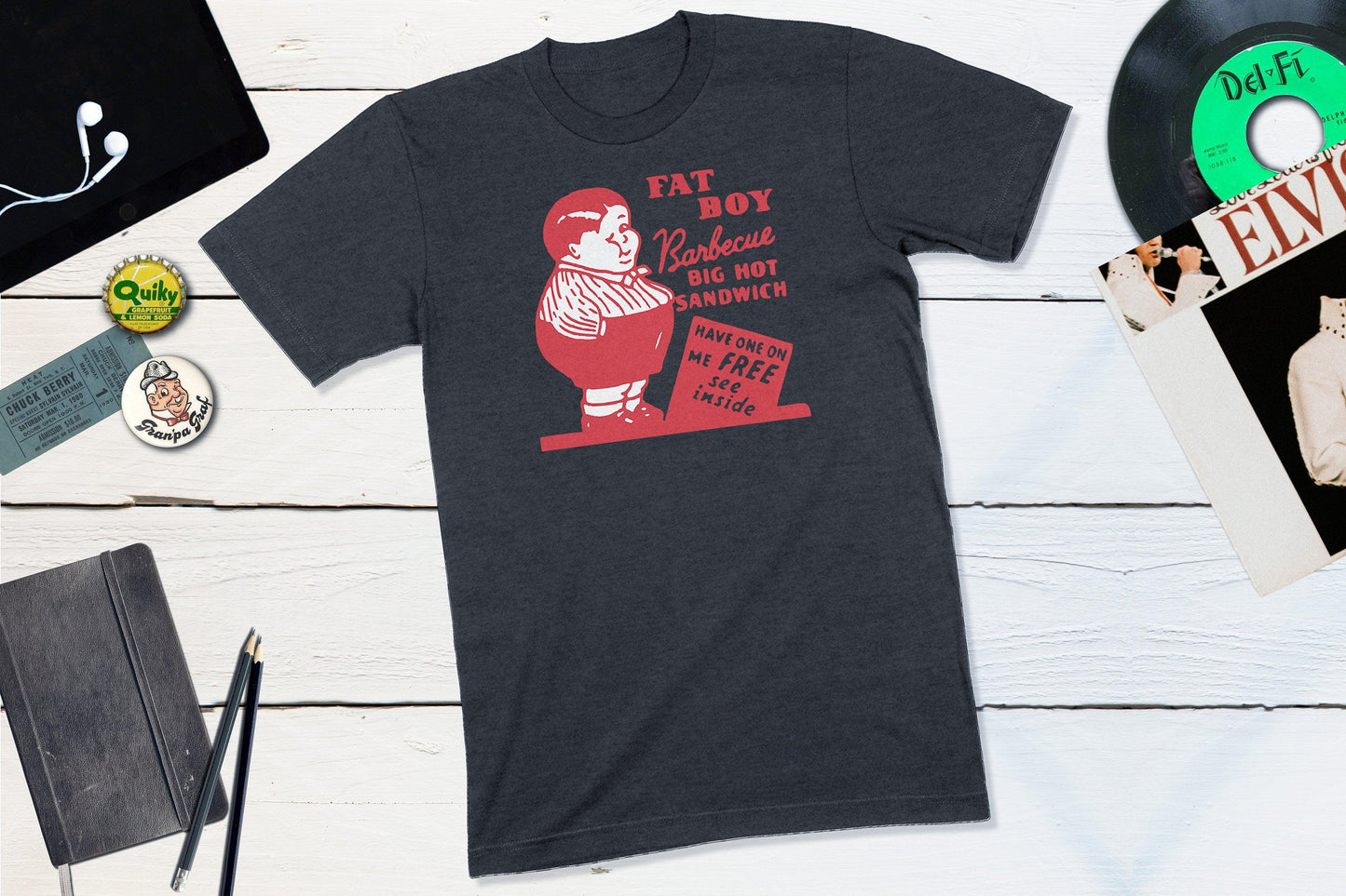 Fat Boy Barbecue San Francisco California Vintage Matchbook-Unisex T-shirt-Yesteeyear