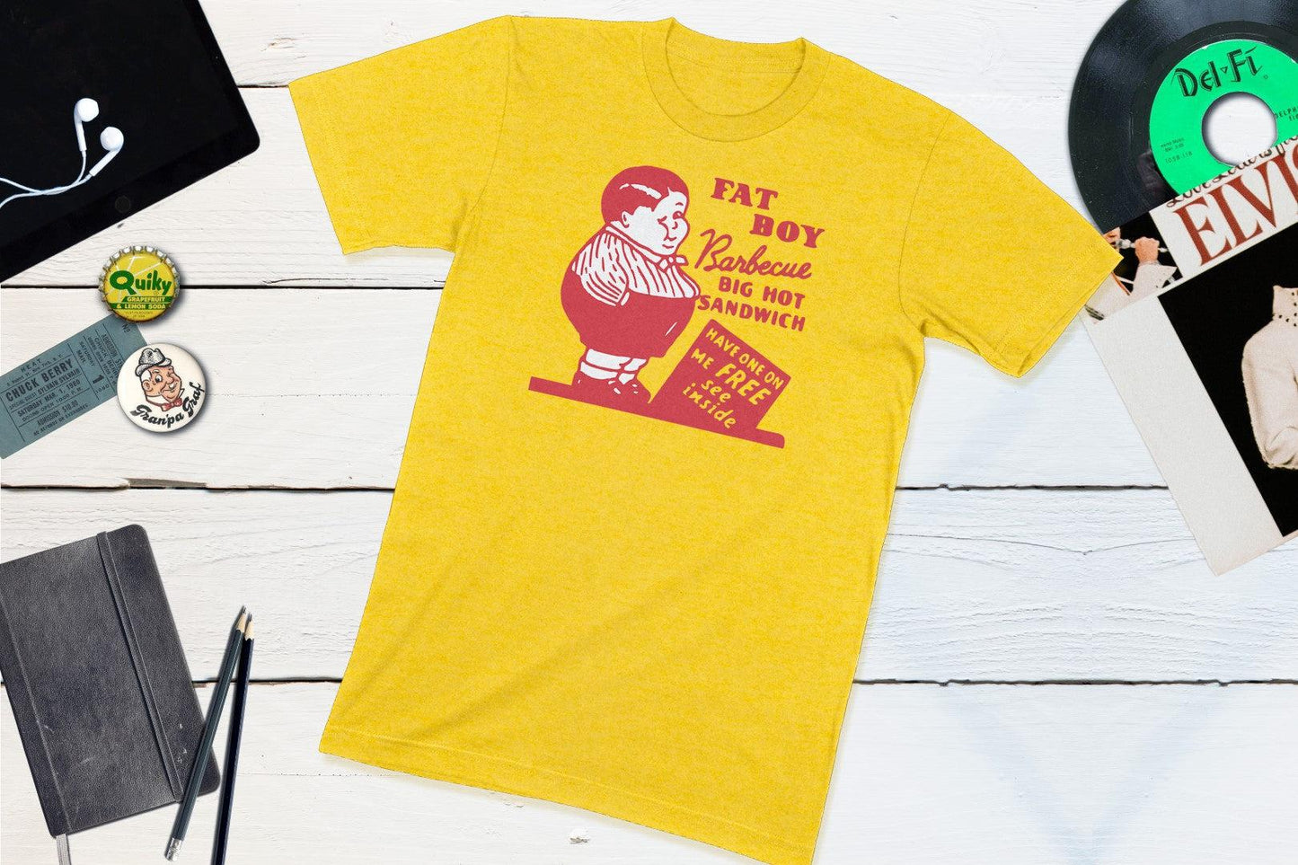 Fat Boy Barbecue San Francisco California Vintage Matchbook-Unisex T-shirt-Yesteeyear