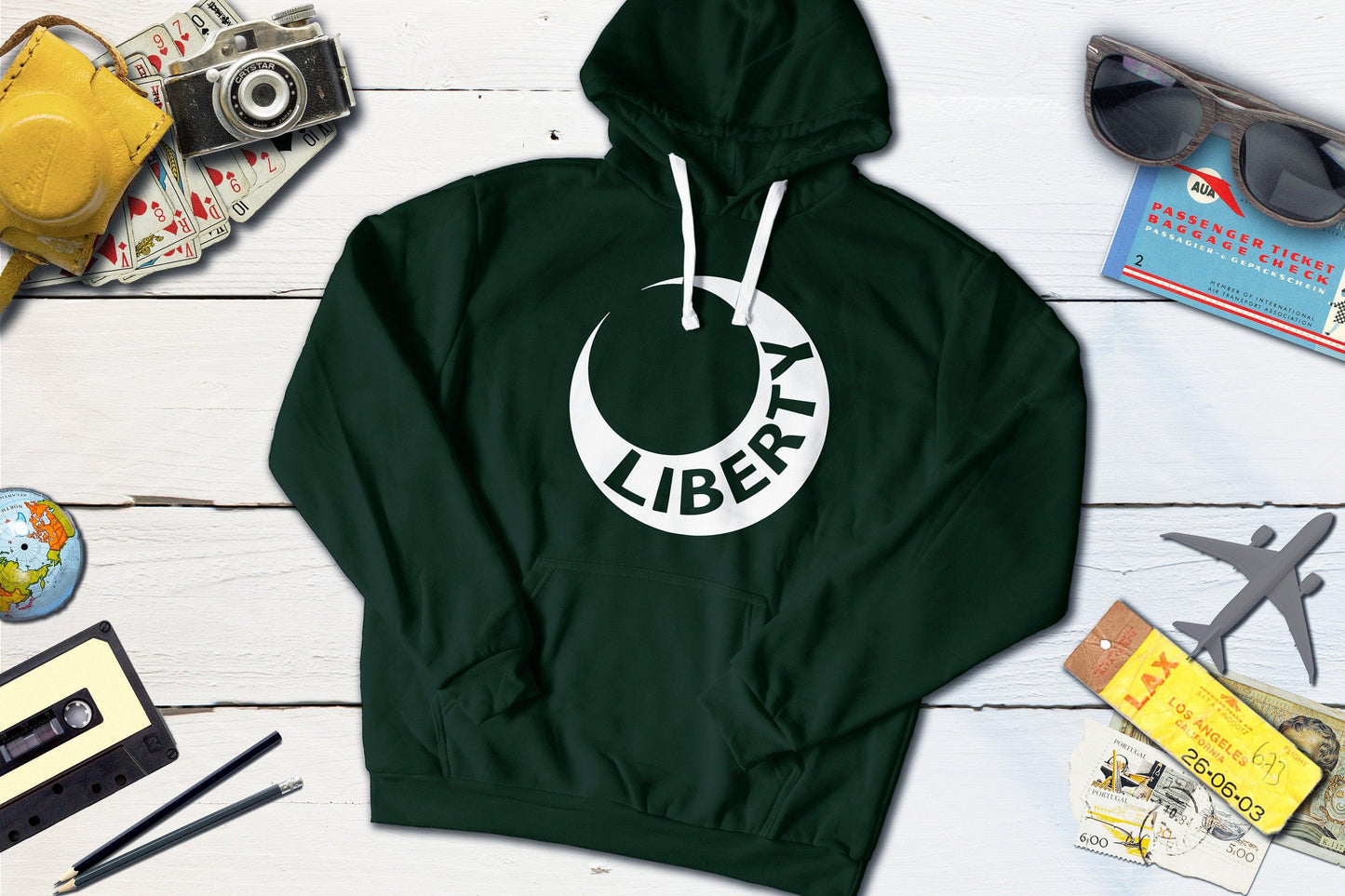 Fort Moultrie Liberty Flag-Hooded Sweatshirt-Yesteeyear