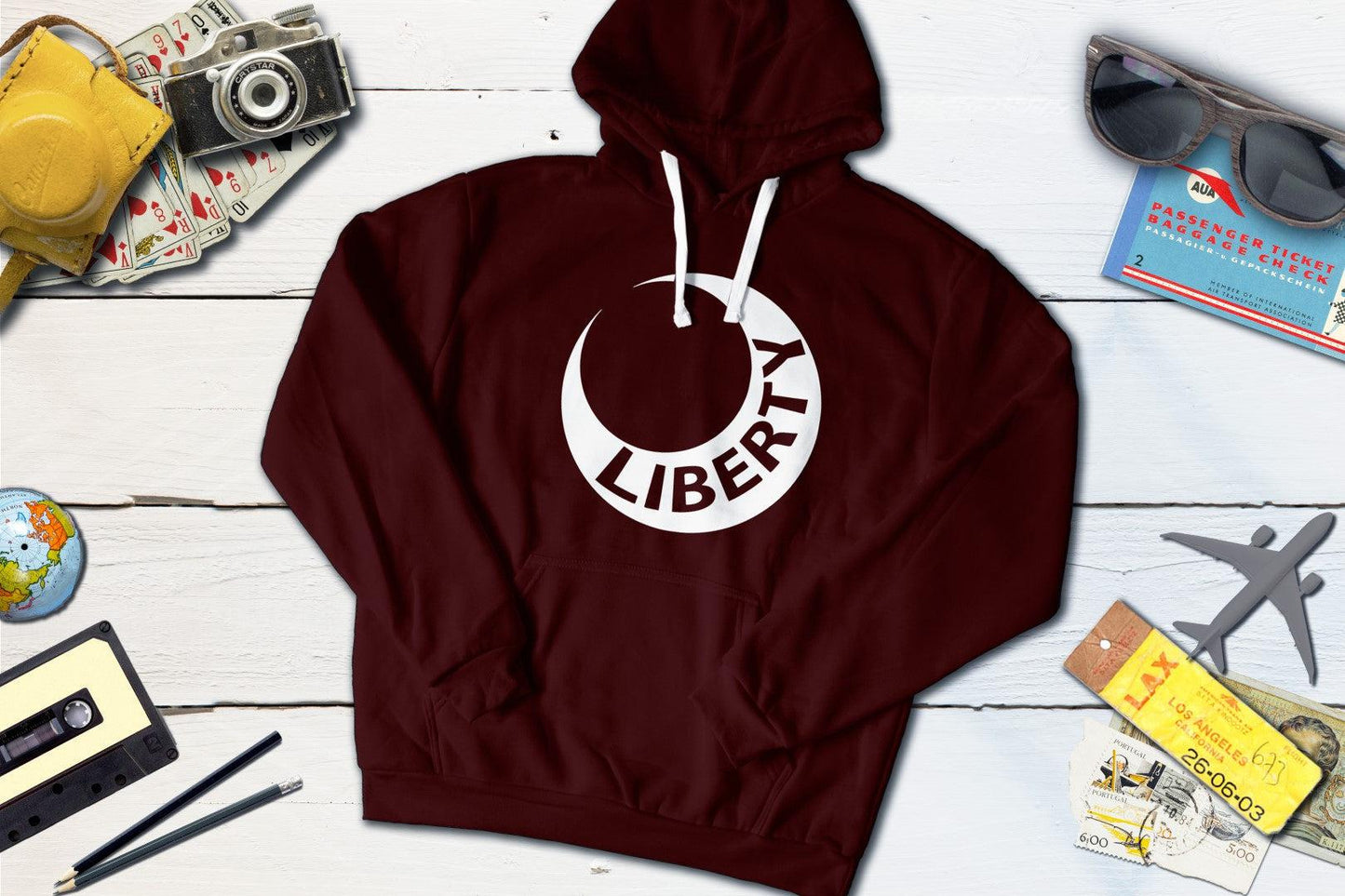 Fort Moultrie Liberty Flag-Hooded Sweatshirt-Yesteeyear