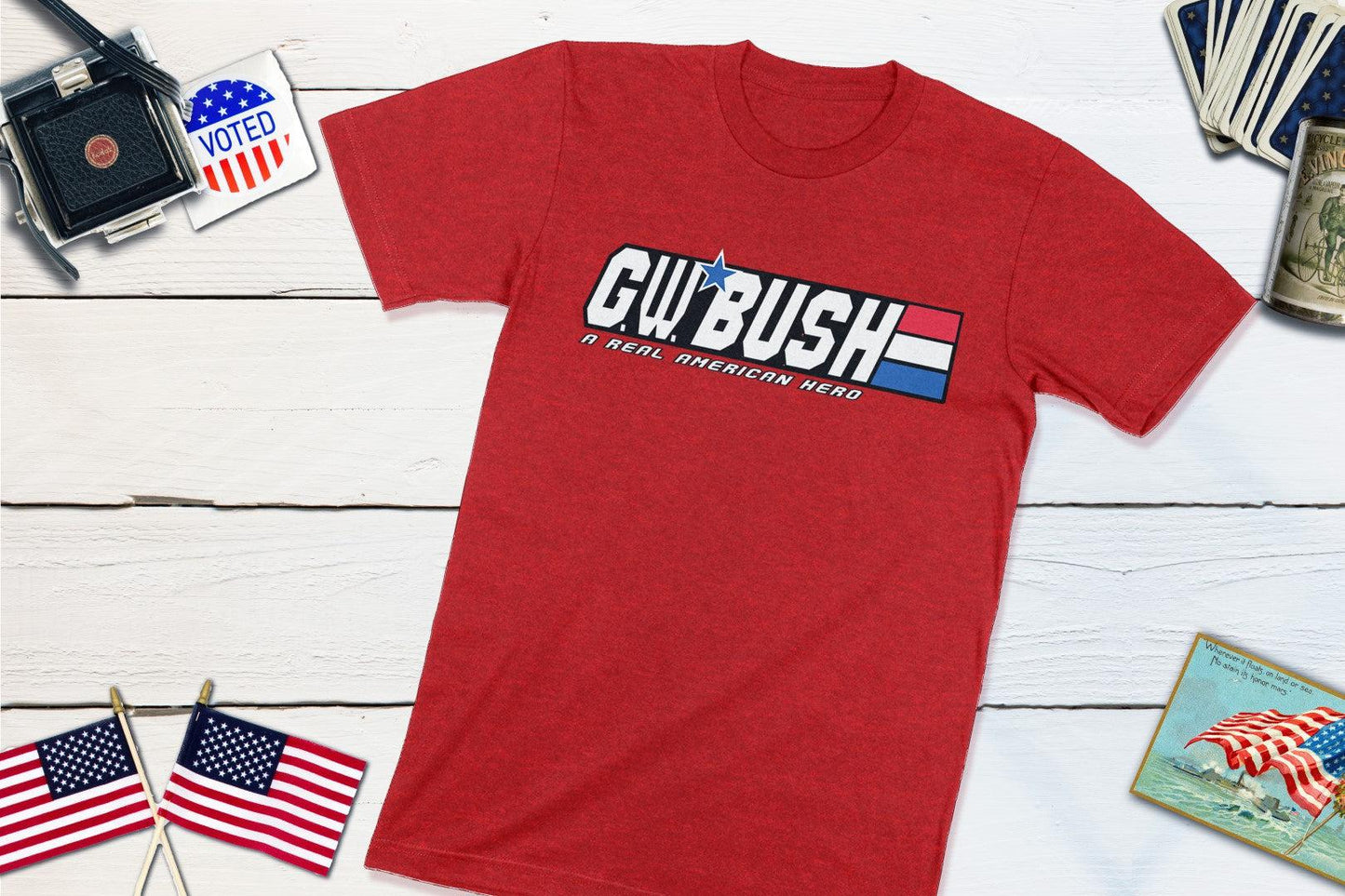 G.W. Bush - A Real American Hero - US President George W Bush-Unisex T-shirt-Yesteeyear