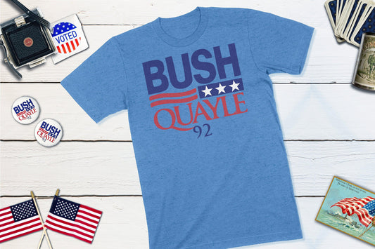 George Bush & Dan Quayle in 1992 Presidential Campaign Button-Unisex T-shirt-Yesteeyear