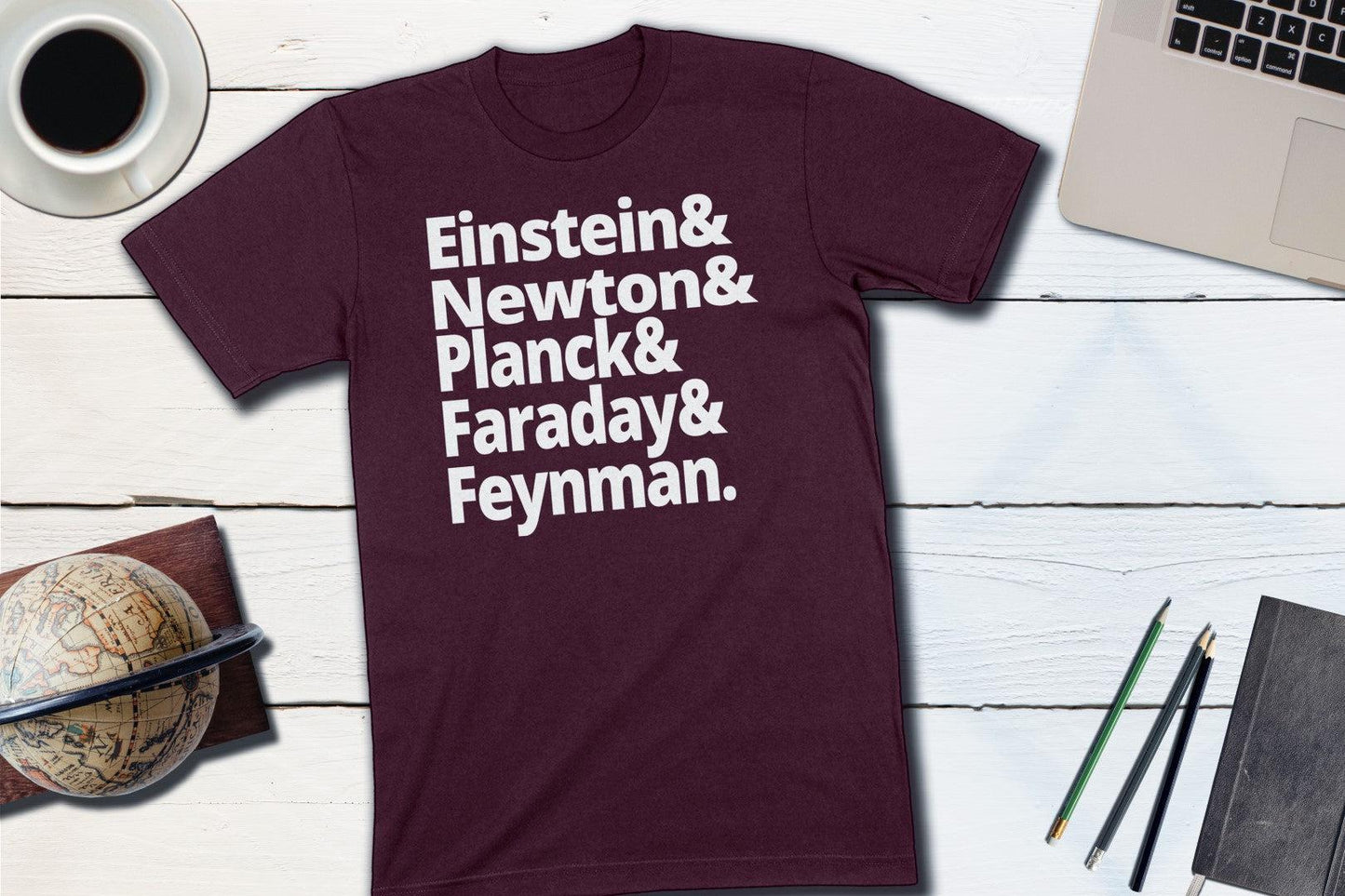 Greatest Physicists in History - Einstein Newton Planck Faraday Feynman-Unisex T-shirt-Yesteeyear
