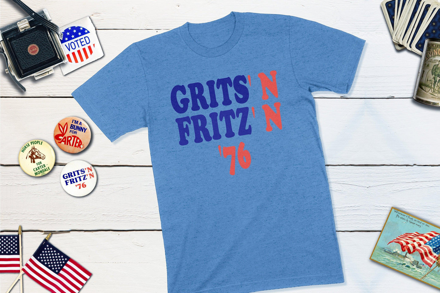 Grits & Fritz - Jimmy Carter Presidential Campaign Button-Unisex T-shirt-Yesteeyear