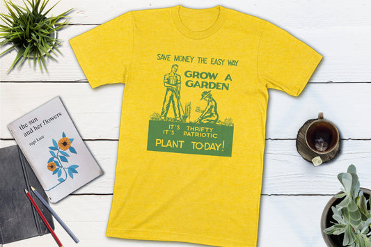 Grow A Garden World War II Vintage Patriotic Gardening-Unisex T-shirt-Yesteeyear