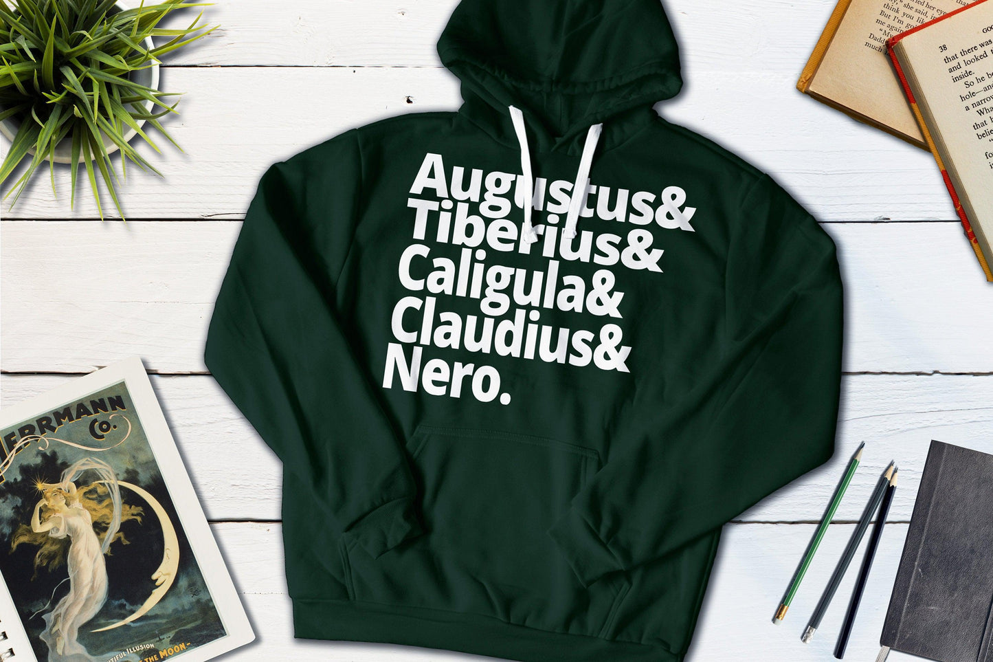 Hail Caesar! Roman Emperors - Augustus, Tiberius, Caligula, Claudius and Nero-Hooded Sweatshirt-Yesteeyear