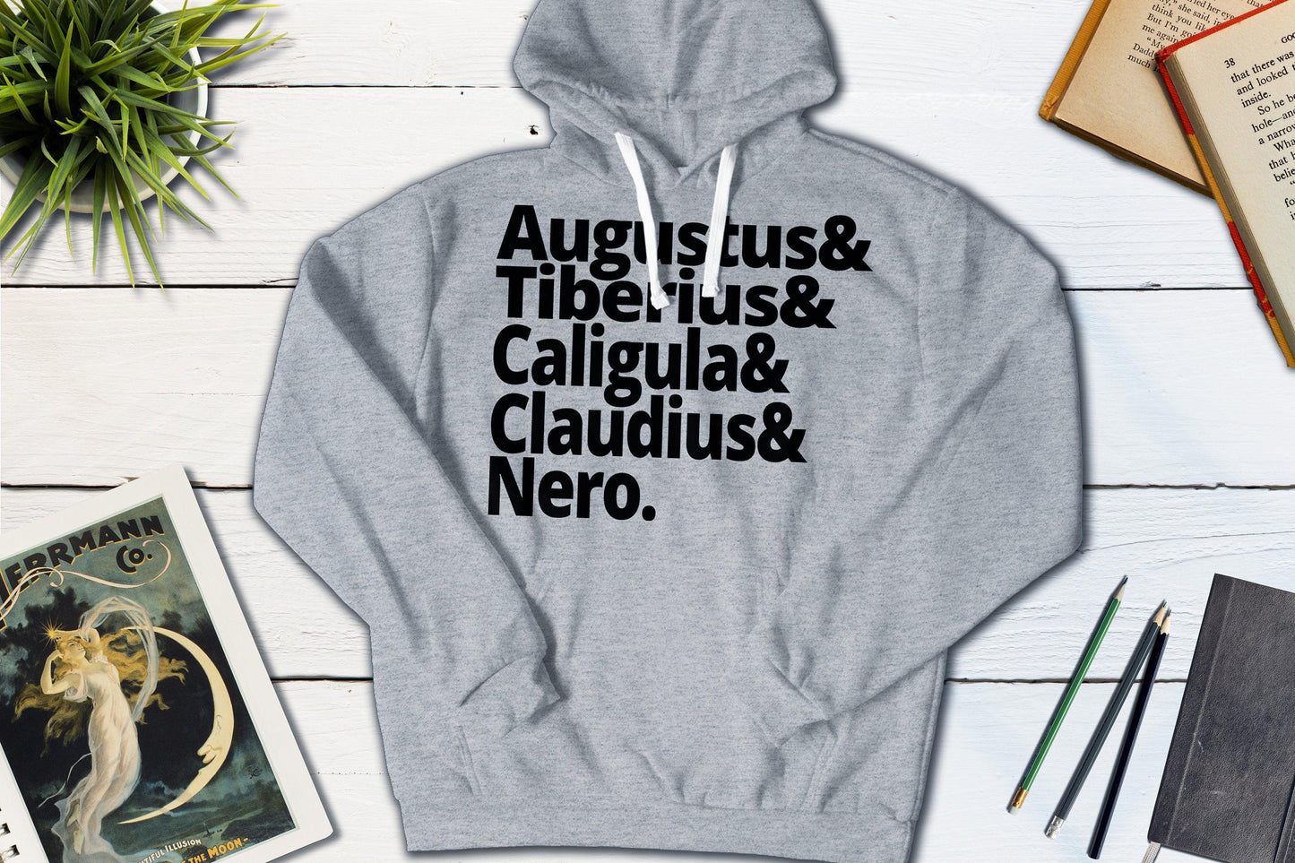 Hail Caesar! Roman Emperors - Augustus, Tiberius, Caligula, Claudius and Nero-Hooded Sweatshirt-Yesteeyear