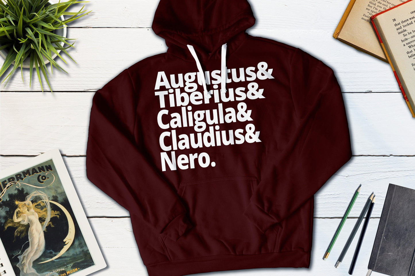 Hail Caesar! Roman Emperors - Augustus, Tiberius, Caligula, Claudius and Nero-Hooded Sweatshirt-Yesteeyear