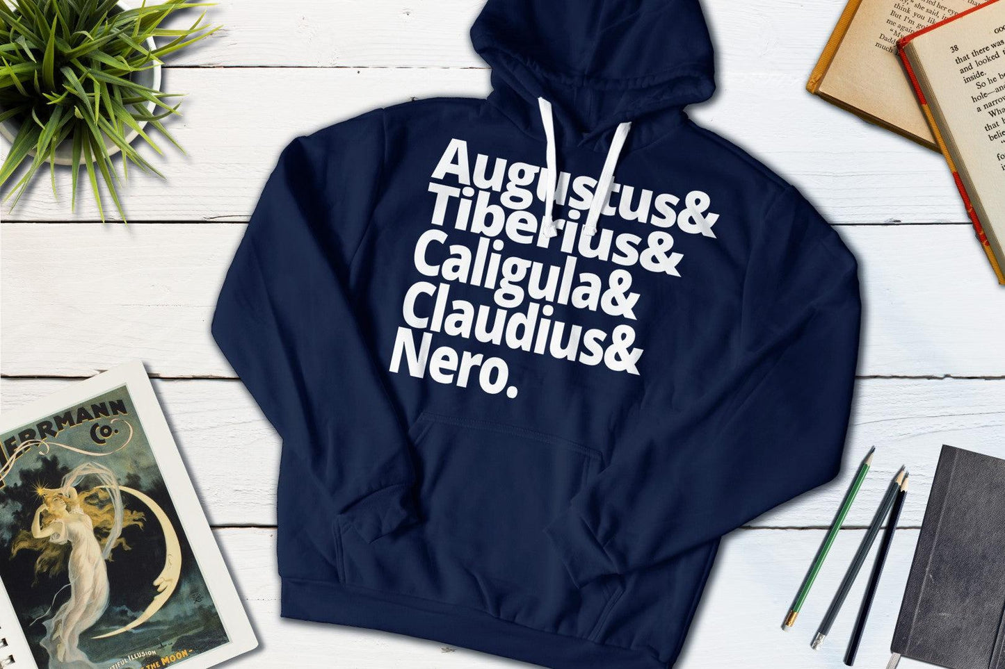 Hail Caesar! Roman Emperors - Augustus, Tiberius, Caligula, Claudius and Nero-Hooded Sweatshirt-Yesteeyear