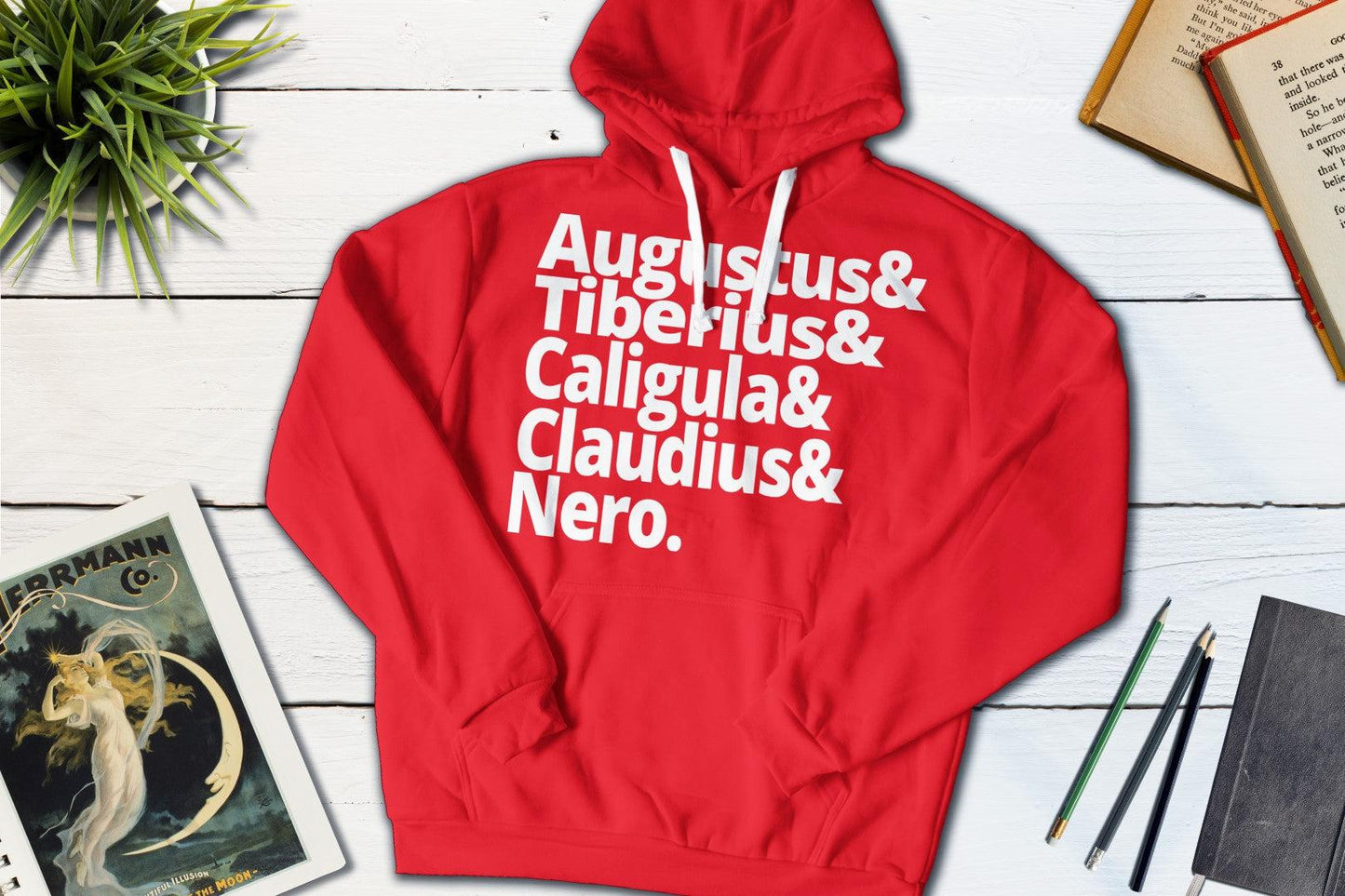 Hail Caesar! Roman Emperors - Augustus, Tiberius, Caligula, Claudius and Nero-Hooded Sweatshirt-Yesteeyear