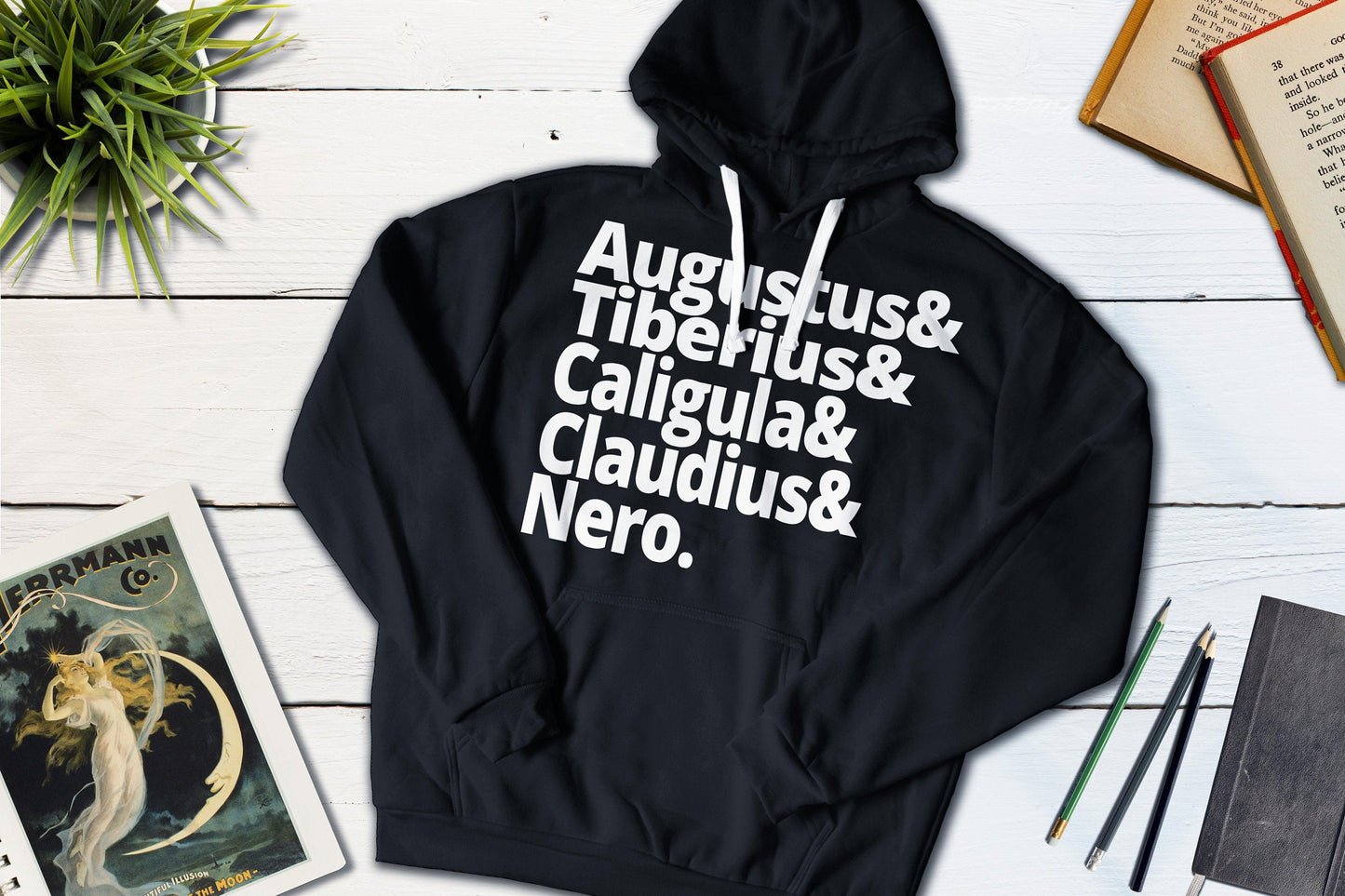 Hail Caesar! Roman Emperors - Augustus, Tiberius, Caligula, Claudius and Nero-Hooded Sweatshirt-Yesteeyear