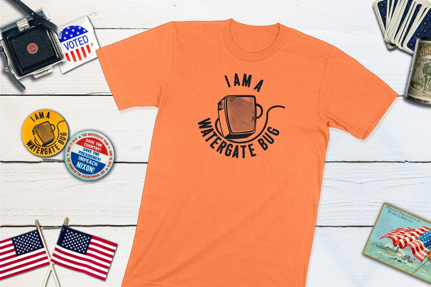 I Am A Watergate Bug Political Campaign Button Anti-Nixon-Unisex T-shirt-Yesteeyear