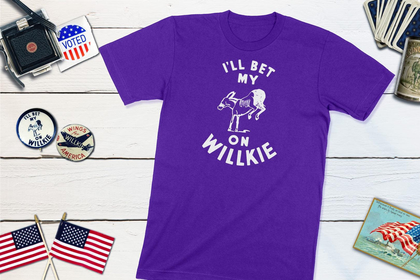 I'll Bet My Ass On Willkie Political Campaign For Wendell Willkie-Unisex T-shirt-Yesteeyear