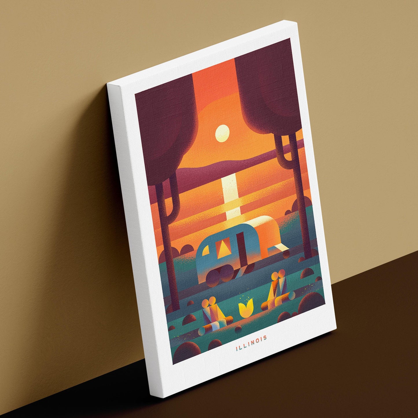 Illinois Travel Poster Canvas-Canvas-Yesteeyear