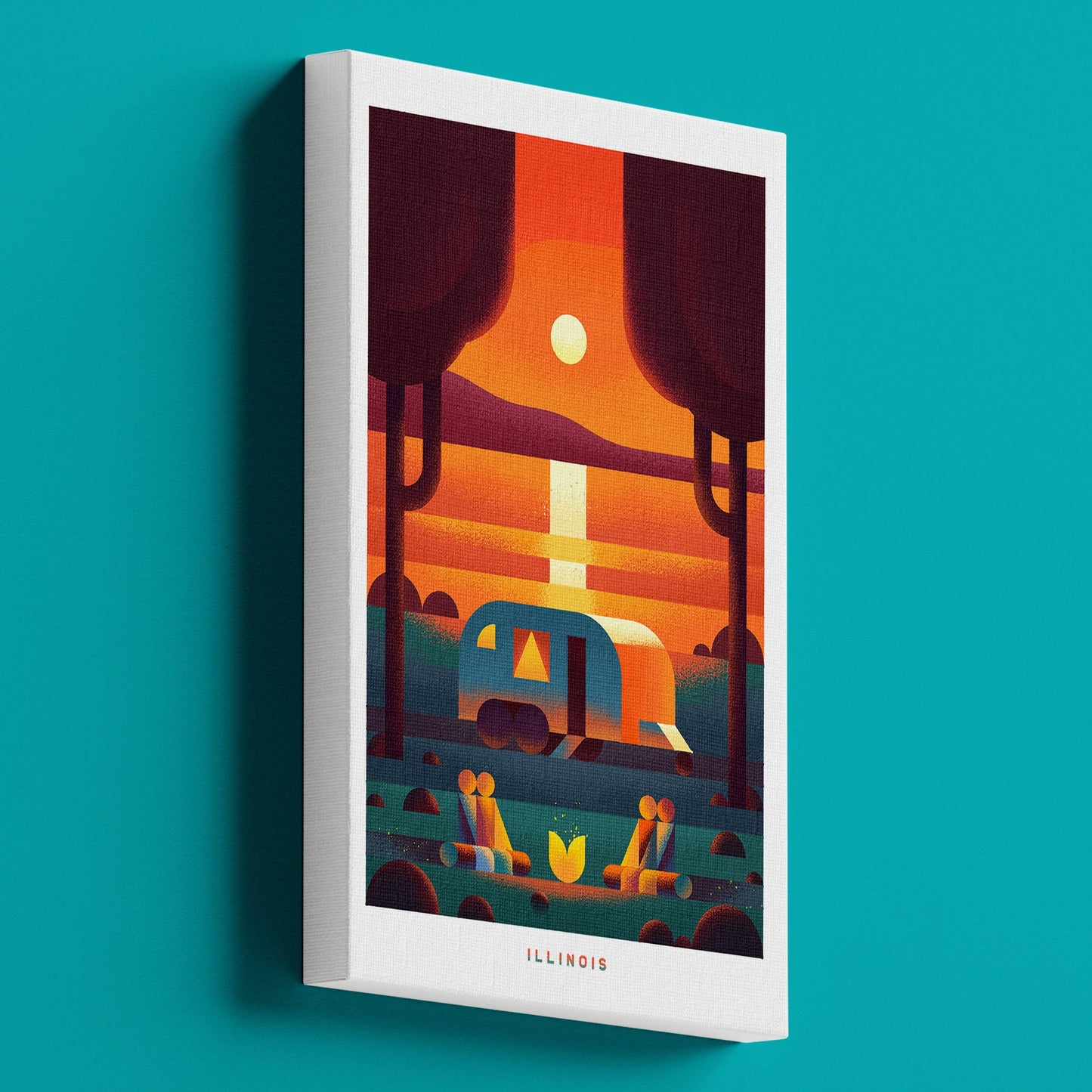 Illinois Travel Poster Canvas-Canvas-Yesteeyear
