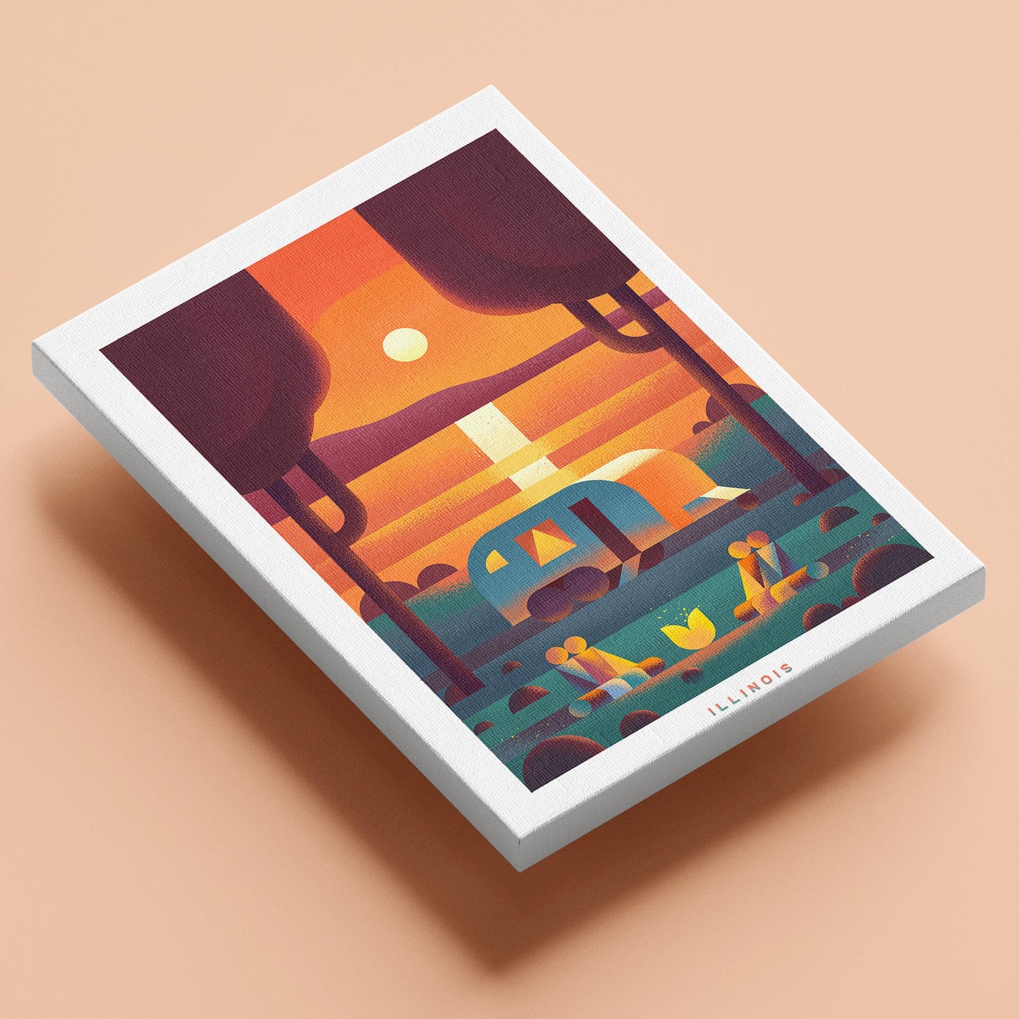 Illinois Travel Poster Canvas-Canvas-Yesteeyear