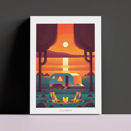 Illinois Travel Poster Canvas-Canvas-Yesteeyear