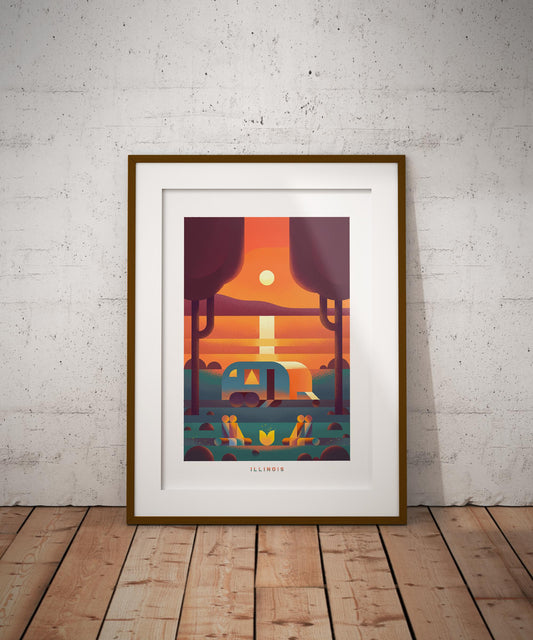 Illinois Travel Poster Print-Poster-Yesteeyear