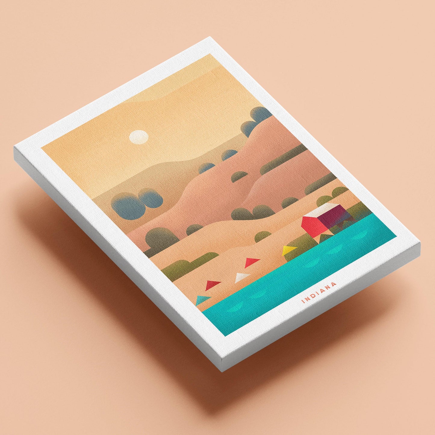 Indiana Travel Poster Canvas-Canvas-Yesteeyear