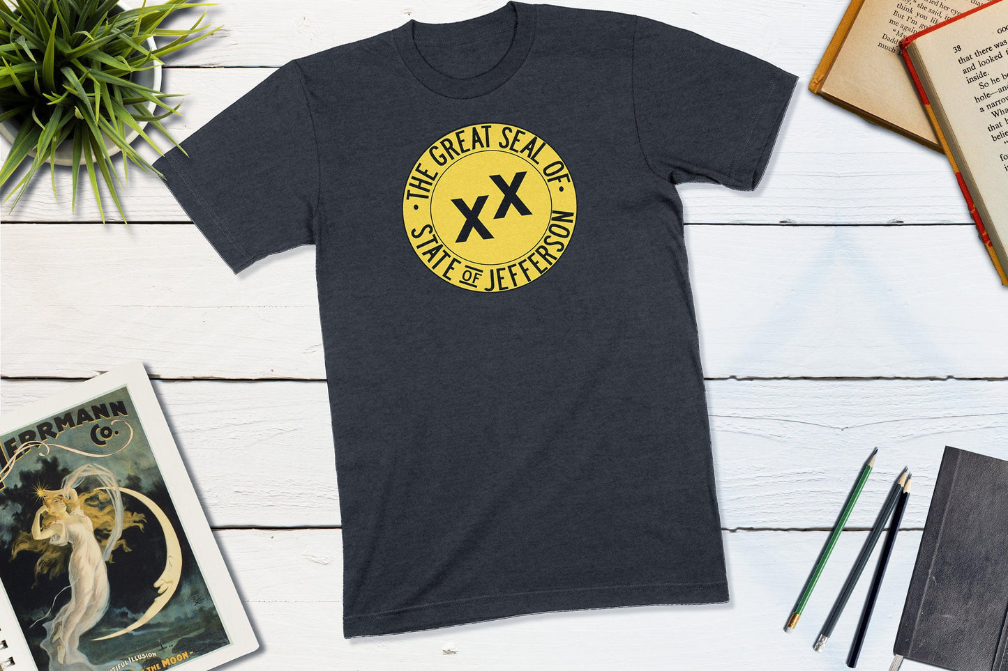 Jefferson State Flag - Proposed Pacific State of Jefferson-Unisex T-shirt-Yesteeyear