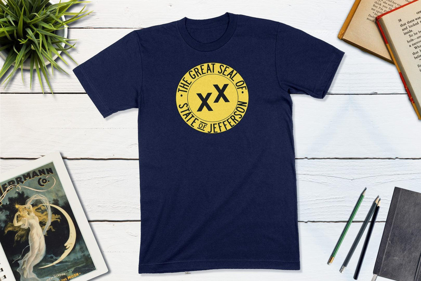 Jefferson State Flag - Proposed Pacific State of Jefferson-Unisex T-shirt-Yesteeyear