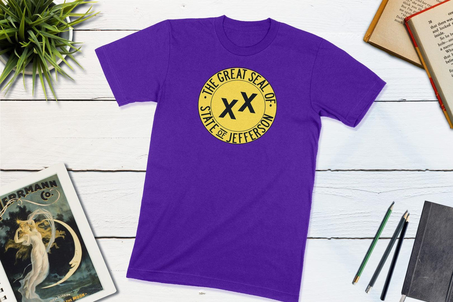 Jefferson State Flag - Proposed Pacific State of Jefferson-Unisex T-shirt-Yesteeyear