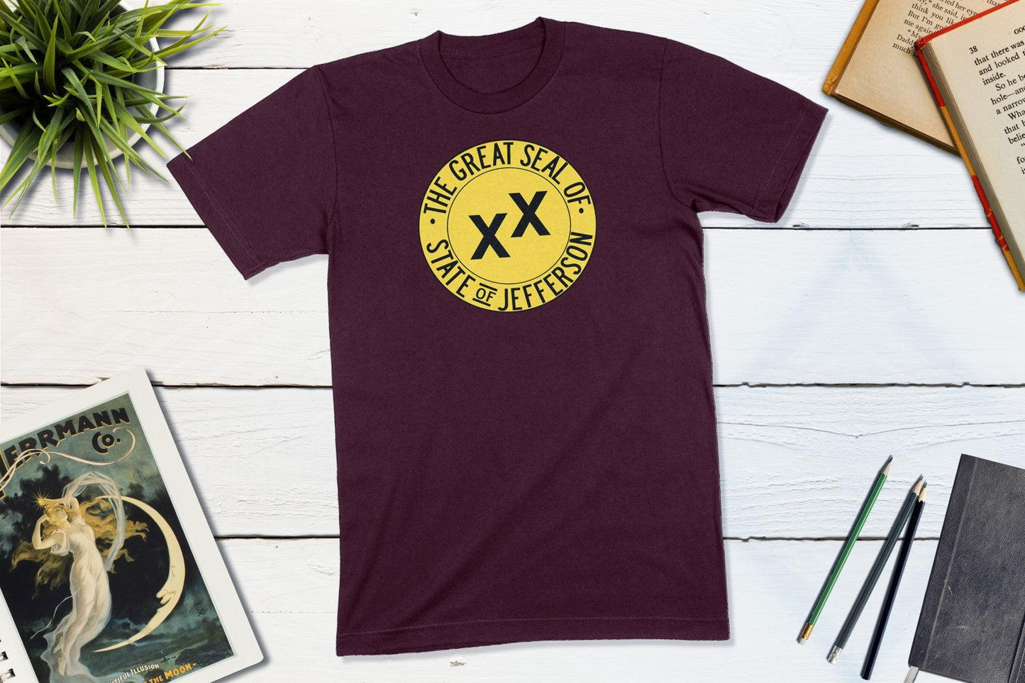 Jefferson State Flag - Proposed Pacific State of Jefferson-Unisex T-shirt-Yesteeyear